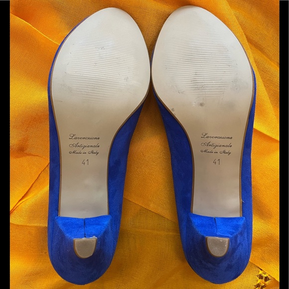 ๐ Cobalt Blue Suede Heels by OTISOPSE 41 EUR (10.5 US) Like New - Picture 5 of 12